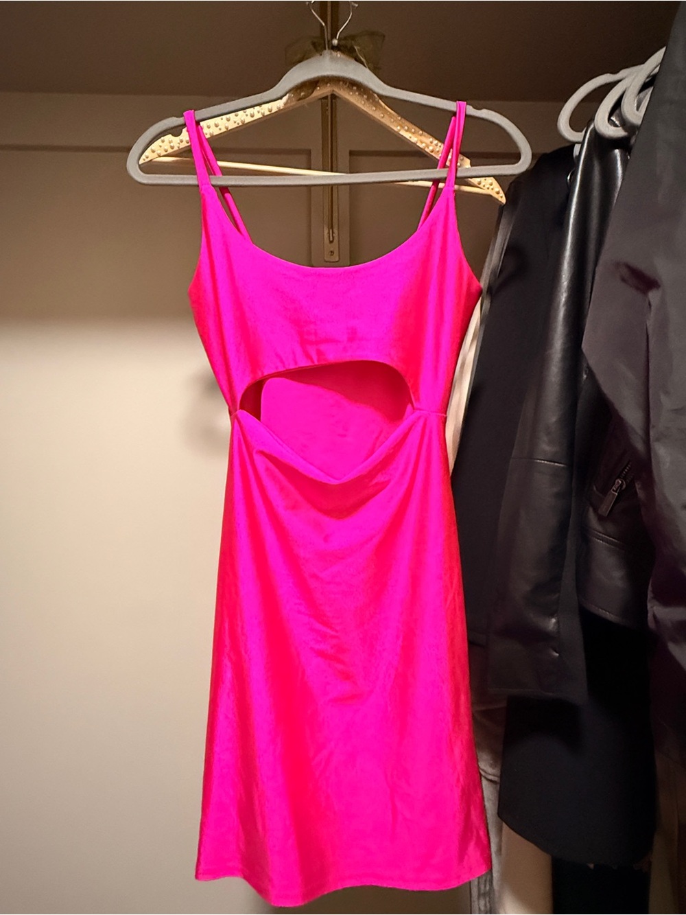 Fashion Nova Bright Pink Cutout Mini Dress